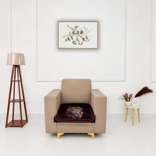 Image of Homerz Premium 'Luxe Series' Sofa Cover | Holland Velvet Fabric | Smooth Finish | Anti-Slip Fleece Backing Couch Protector (Maroon, 1 Seater, Only Seat Cover)