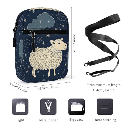 Satchel Tote Bag Messenger Bag Sheep And Stars Printed Mini Sling Bag Purse Suitable for Work Travel2
