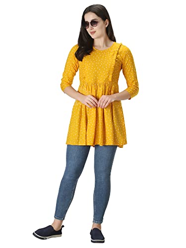 Image of ZUVINO Women's Maternity Feeding Top with Zip for Easy Nursing | Stylish Feeding Tops for Jeans | Maternity Short Kurti for Mothers | Nursing Dress for Women | 100% Rayon