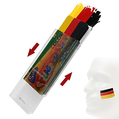 Taffstyle® Fanartikel Schminkstift Fan Make-Up Fanschminke mit Fussball Weltmeisterschaft WM & EM Europameisterschaft 2016 Länder Flaggen Style - Deutschland