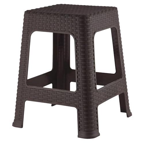 Kuber Industries Brown Plastic Non-Slip Lightweight Sitting Stool for Indoor or Outdoor, Office & Home, Garden