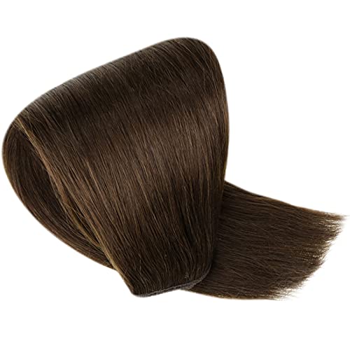 Real One Piece Human Hair Extensions 12 Inch 50g Dark Brown Hidden Crown Hair Extensions Invisible Brown with Wire Hairpiece Straight Invisible One Piece Hair