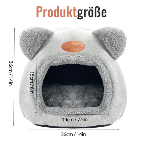 Katzenhöhle Katzenbett Waschbares Katzenhaus Haustierbett Weiches Komfort Zelt Katzenstreu Bett Warme Katzenhöhle Beruhigendes Bett für Katzen und kleine Hunde Schlafen(Grau)