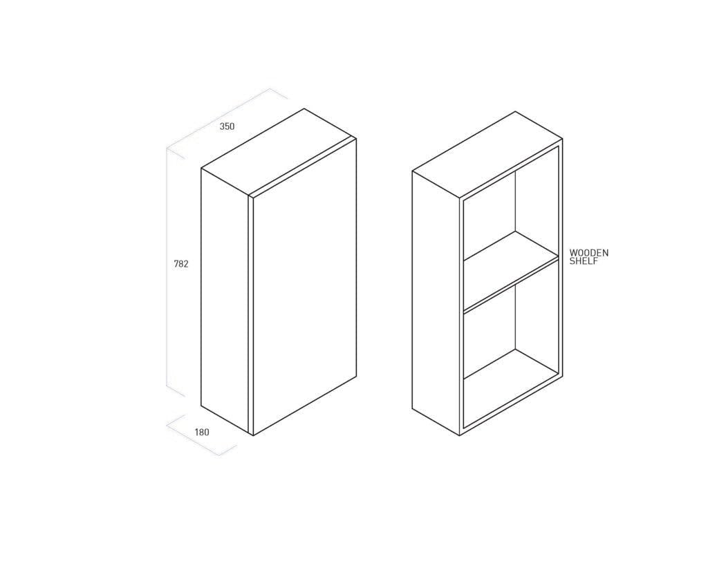 AQA DESIGN pensile bagno, mobile bagno sospeso completamente realizzato in MDF e PET, pensile bagno sospeso reversibile dxsx, manigia in alluminio - Bianco - 35x18x78,2 cm