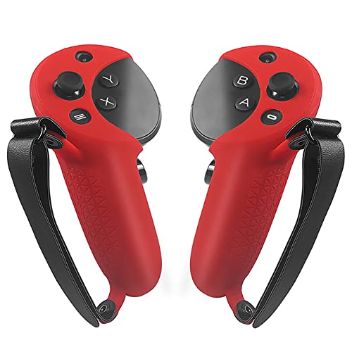 LICHIFIT VR用コントローラーカバー·for Meta Quest pro対応 シリコン製 ケース 充電便利 落下防止 滑り止め 耐衝撃 傷防止 (レッド)（Amazon）