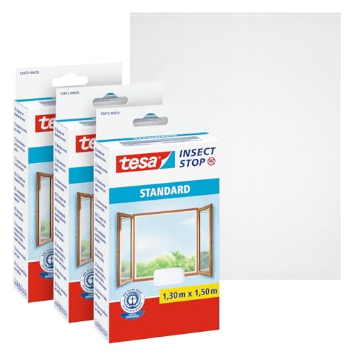 tesa Insect Stop Auto-Agrippant STANDARD pour Fenêtres - Filet Anti-Moustiques Adhésif -...