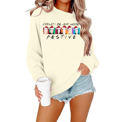 FASHGL Christmas Friends Sweatshirt Women Funny Cartoon Graphic Pullover Top Christmas Movie Shirt...