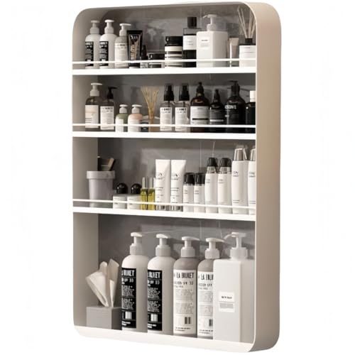 Mudfuio【壁掛け/吸着式】浴室収納ラック 2段or3段or4段選べる シャンプー棚 歯ブラシスタンド付き 風呂/洗面所/トイレ対応 耐水防錆 水滴抜き設計 (白です,四階)