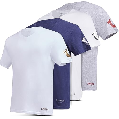 Image of True Religion Mens Undershirts, 4 Pack Lightweight 100% Cotton Crewneck
