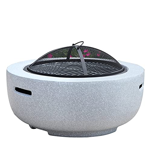 BKSXSOP Mesa de Barbacoa de leña para jardín con brasero Exterior, Cuenco con Tapa Protectora contra chispas y atizador, 60 cm.