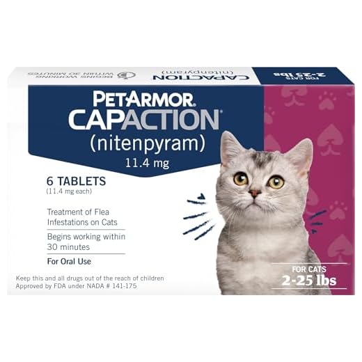 PetArmor CAPACTION (nitenpyram) Oral Flea Treatment for Cats, Fast Acting Tablets Start Killing Fleas in 30 Minutes, Cats 2-25 lbs, 6 Doses