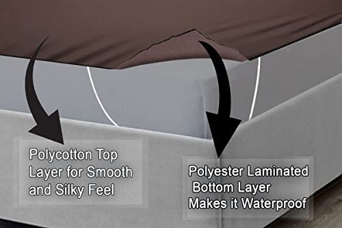 Image of The Furnishing Tree Mattress Protector /Waterproof Bedsheet Size WxL 36x78 inches Single Bed One Unit Polyester Brown