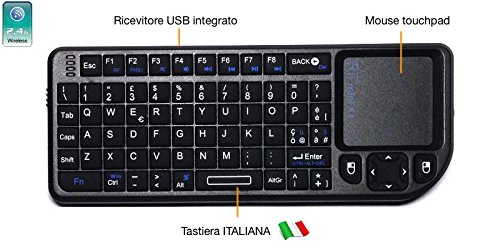 Rii Mini X1 Wireless (Layout Italiano) - Mini Tastiera con Mouse touchpad per Smart TV, Mini PC, HTPC, Console, Computer