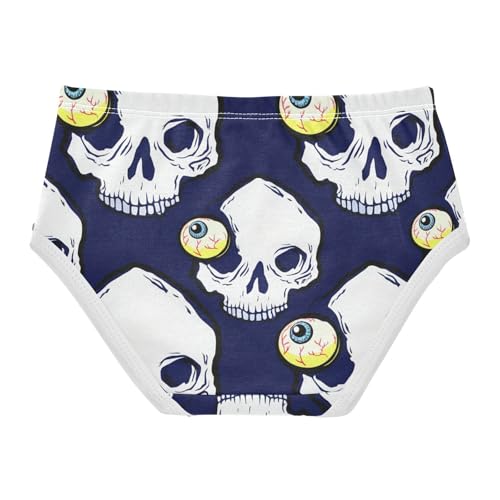 Cartoon Skulls Eyeballs Navy Blue Toddler Girls Underwear 2t Cotton Girl Panties Cute Personalized Kids Undies Briefs2