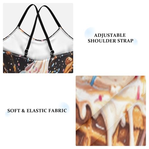 Pigsaly Girls One Piece Swimsuits Milk Chocolate Vanilla Ice Cream Kids Cross Back Swimwear Beach Sport Bathing Suit 3T3