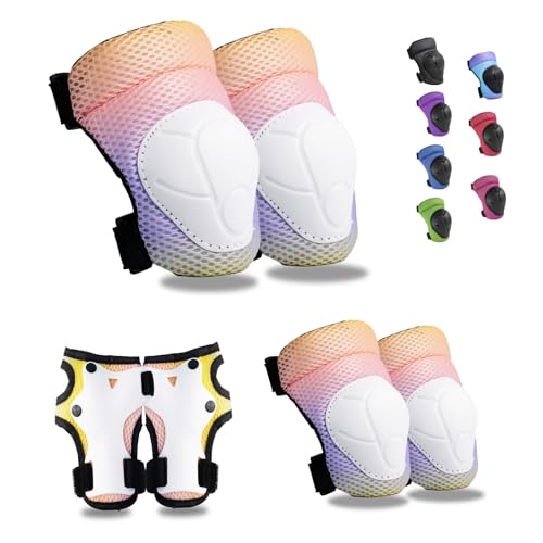 GEQID Kids Knee Pads Elbow Pads Wrist Guards Set