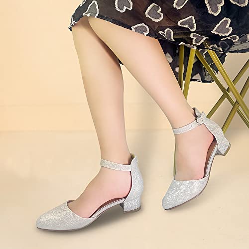 Image of Amoji Girls High Heels Kid Ankle Strap Dress Shoes Wedding Party for Little Kid Big Kid 412