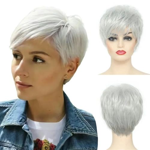 WYLZBA Perruques courtes blondes pour femmes, perruques ombrées brunes mélangées