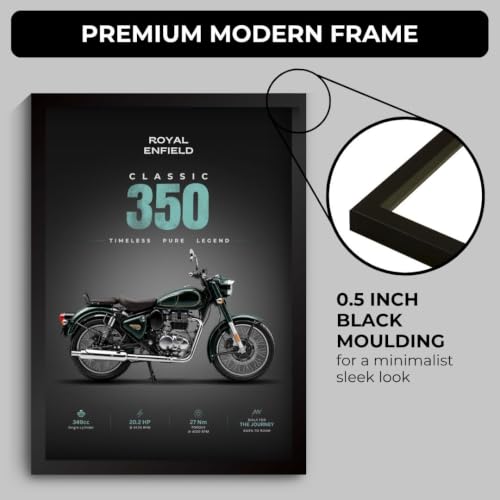 Image of RE Classic 350 Poster | Framed RE Classic 350 A4 Sized (31 x 23 cm) | Mr Clean Bike Poster for Wall, Gift for Boys, Bike Frames | Bikes Posters for Wall, Bedroom, Hostel, Study Room (F 196)
