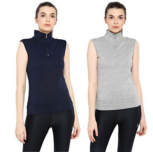 Image of Ap'pulse Women's Sleeveless 1 /4 Zip Hineck Tshirt(Pack of 2)