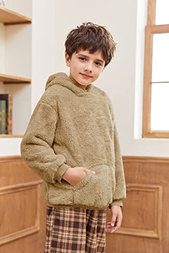 Makkrom Boys Girls Sherpa Hoodies Fleece Hoodie Pullover Outfits for Kids2