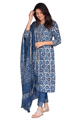 Image of KLOSIA Women's Printed Straight Kurta and Pant with Dupatta Set