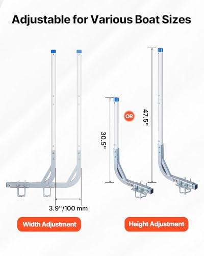 VEVOR Bootsanhängerführung 775 mm / 1205 mm, 0-10 cm Einstellbare Breite, Anhängerführung aus Hochfestem Stahl mit PVC-Rohren, Passend für Skiboote Kompakte Fischerboote Kleine Segelboote
