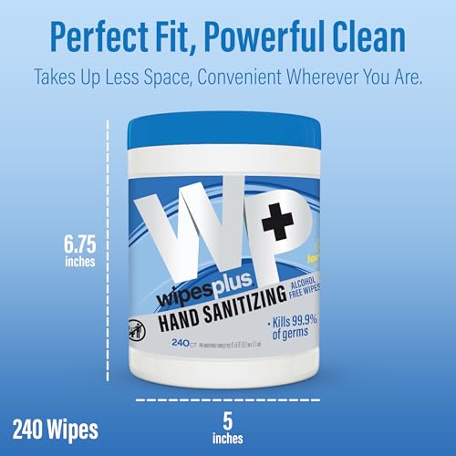 Image of WIPESPLUS Hand Sanitizing Wipes Canister Alcohol Free for Home and Business, 240 Count
