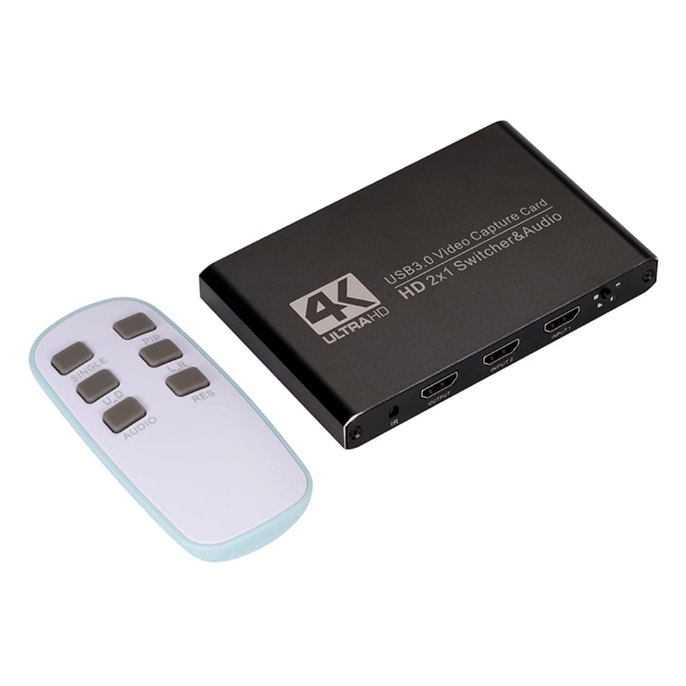 Tarjeta de Captura de Video con Corte de Pantalla Dual 2x1, Compatible con, 2 Canales A USB 3.0, Conmutador de Audio, Captura de Juegos OBS y Transmisión en Directo.