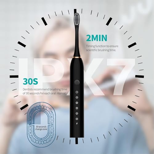 Image of Sonic Electric Toothbrushes USB Rechargeable Ultrasonic Tooth Brush with 4 Brush Heads 6 Cleaning Modes and Smart Timer IPX7 Waterproof Cleaning Toothbrushes for Adults and Kids (Multicolour)