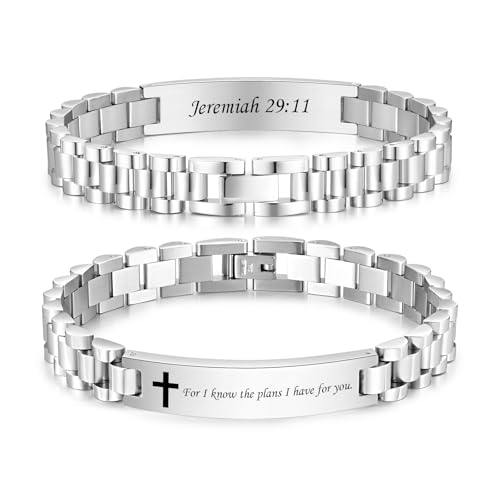 VNOX Personalized Religious Jewelry Engraved Inspirational Christian Faith Bible Verse Quote Wristbands Elegant Link Bracelet Encouragement...