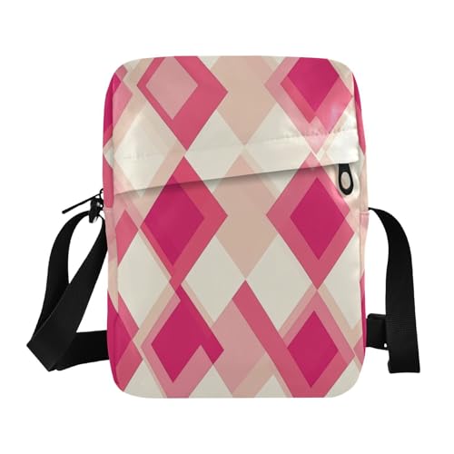 messenger bag crossbody bag men Shoulder Handbags Adjustable Strap for Casual Casual- Retro Rhomboid Neutral Hot Pink