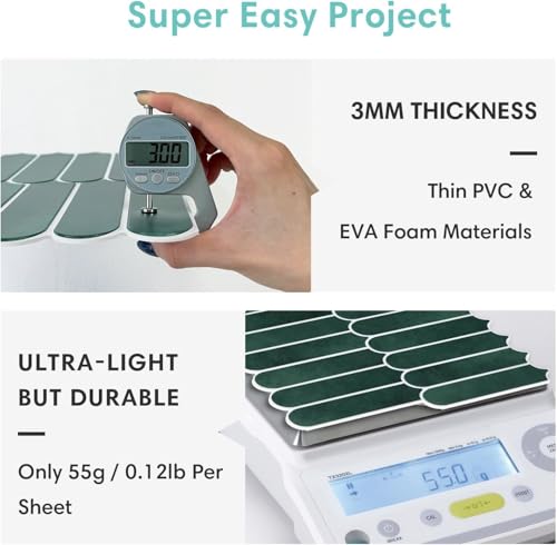 Commomy Matte Peel and Stick Backsplash - 10 Sheets of 11.8" x 11.8" - 3D Green Peel and Stick Tile for Kitchen and Bathroom Matte PVC Wall Tiles Interior Renters,RV,Bedroom,Living Room