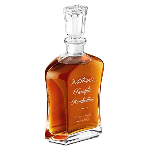 Maverton Decanter per Whisky in vetro - incisione personalizzata - Caraffa in vetro da 700 ml - idea regalo per l’anniversario per la coppia di sposi o fidanzati - Primula