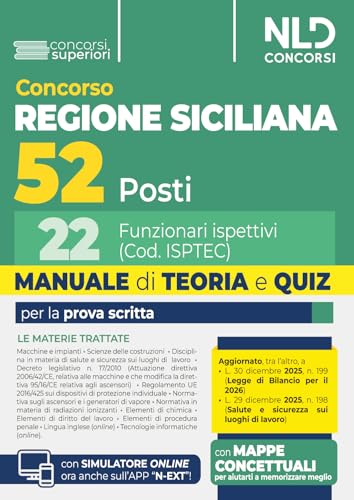 Concorso regione siciliana 52 posti. 22 funzionari ispettivi manuale di teoria e quiz per la prova scritta 2026