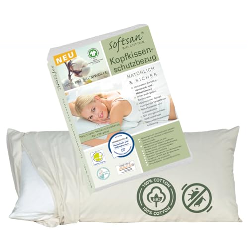 Softsan Kissen Encasing aus Bio Baumwolle | Anti Milben Schutzbezug | Weltneuheit | Viele Größen (40 x 80 cm)