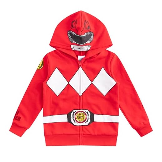 Hasbro Power Rangers Boys’ Zip Up Hoodie for Little Kids – Blue/Red