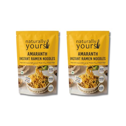 Image of Naturally Yours Amaranth Instant Ramen Noodles | Amaranth, Millet & Whole Wheat | High Protein | No Maida, No MSG, Not Fried | No Onion No Garlic, Jain Friendly | Ready in 2 Minutes | 175g Pack of 2