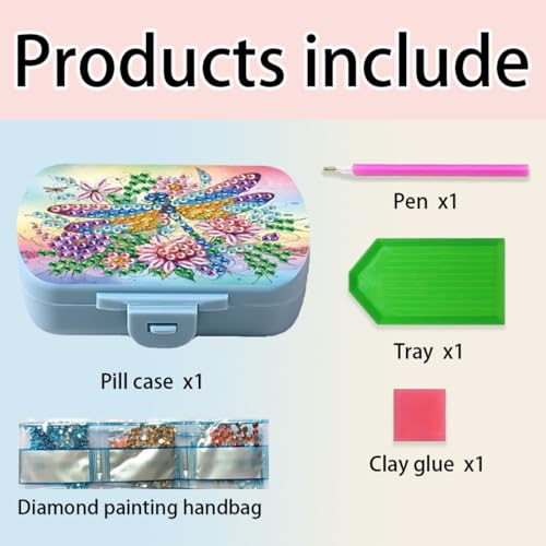 Image of ARTopet Diamond Art Painting Mini Storage Box with 6-Grid Creative Design Compact Portable Small Case for Purse Travel Daily-Dragonfly02