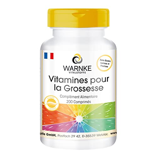Vitamines pour femmes enceintes - avec 800µg d'acide folique - 200 comprimés pour 9 mois, 13 micronutriments par comprimé, dosage sûr | Warnke Vitalstoffe - Qualité des pharmacies allemandes