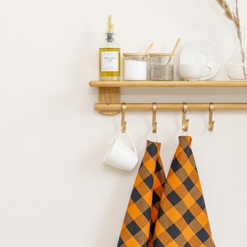 Image of Orange Kitchen Towels - 100% Cotton, 6 Pack, Harvest Season Dish Towels - Multipurpose, Versatile Fall Tea Towels with Hanging Loop - Large Size Kitchen Towels for Thanksgiving Dinner (Orange & Black)