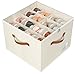 Storivo Shoe Organiser - Shoe Storage Organiser Box with Zipable Clear Cover, Adjustable Dividers Shoes Boxes Storage Fits16 Pairs - for Boots Heels Sneakers - white