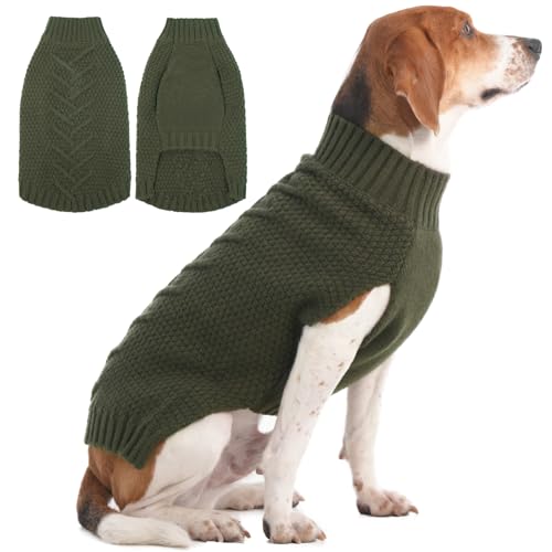 IECOii Großer Hunde Pullover Für Männliche Weibliche Hund,Armlos Neutraler Dicker Warmer XL HundePullover Für Weihnachten Thanksgiving Halloween,Beagle Corgi Große Hunde Pullover,Grün,XL