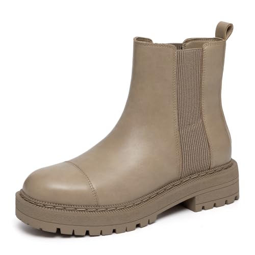 Find the Best Every Day Boots for Comfort and Style 15 Athlefit Chelsea Ankle Boots for Women Platform Chunky Low Heel Boots Slip On Comfortable Elastic Lug Sole Booties Khaki Size 7.5