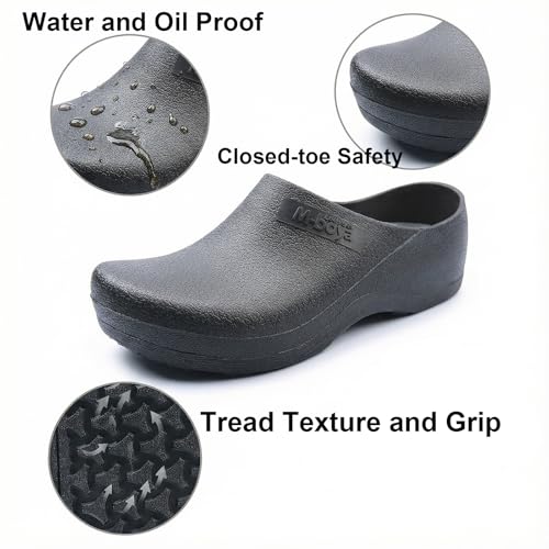 FLIOZY Chef Clogs – Professional PVC Slip-Resistant Waterproof Work Shoes for Men & Women, Kitchen & Food Service Black 46 by FLIOZY - Used condition - Image 6