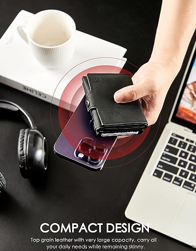 Image of Large Capacity Wallet - Black, Nylon, Leather, Aluminum, Pop-Up, Spacious, ID Window, Photo Slot, Scratch Resistant, Lightweight, Secret Compartment, Card Holder