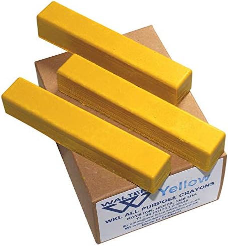 WKL All Purpose Wax Crayons for Marking All Surfaces (Box 12, Yellow)