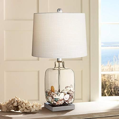 Murex 21 3/4" High Table Lamp Silver Square Clear Glass Shells Fillable