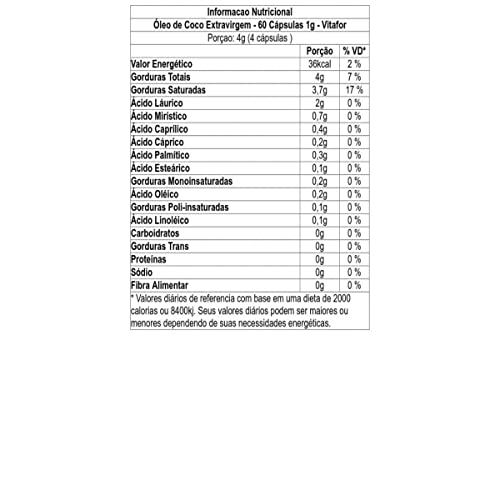 Óleo de Coco 1000mg (60 Caps), VitaFor