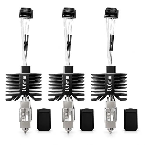 HIKUDIY 3PCS 0.6mm Integrated Hotend Nozzle for Bambu Lab P1P/P1S, Hardened Steel All-Metal Print Head, 300℃ High Temp, Built-in Thermistor & Ceramic Heater, High Precision Printing